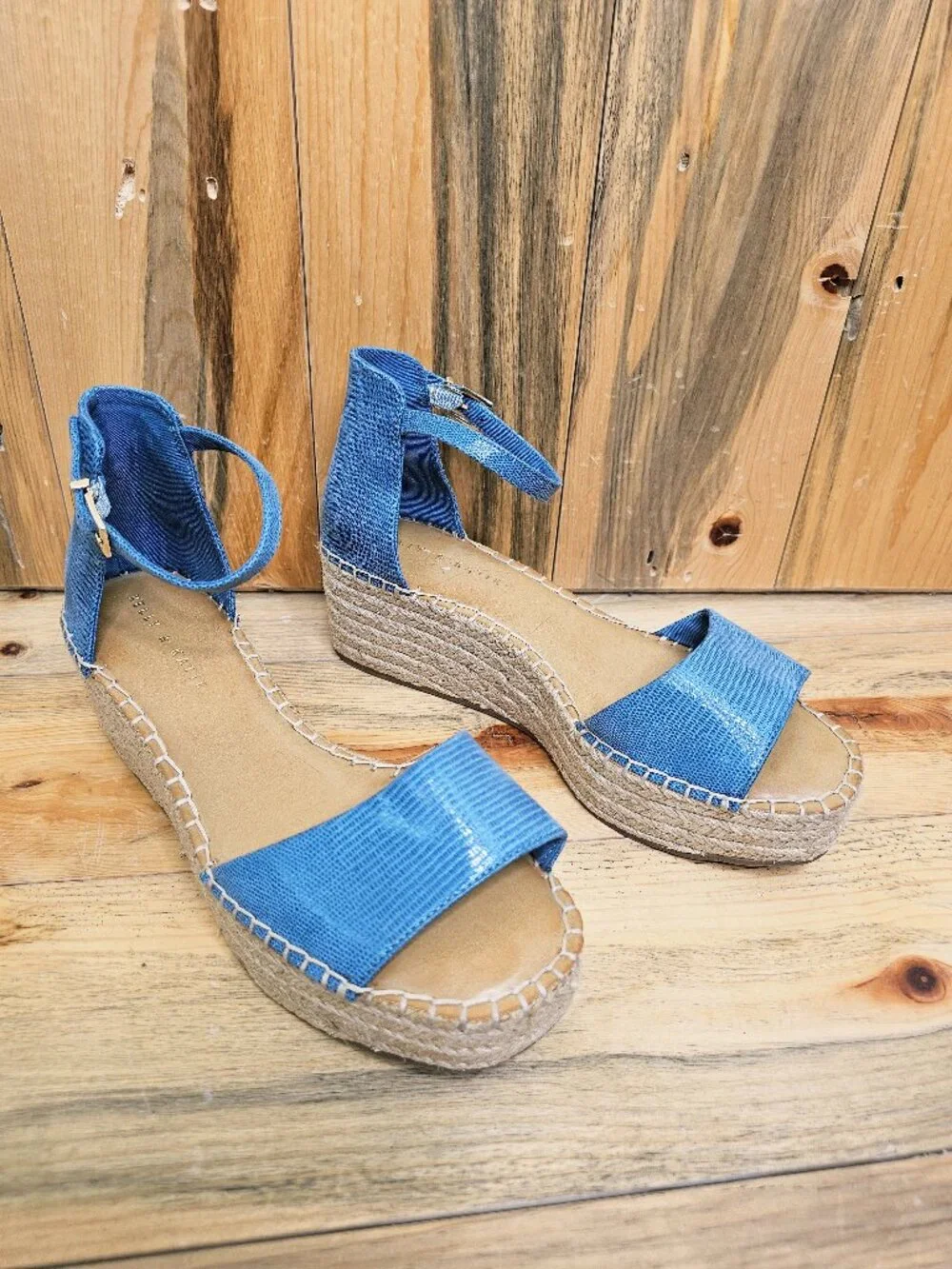 Kelly & Katie Fedrick Blue Espadrille Wedge Sandals Size 9.5